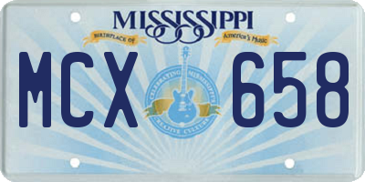 MS license plate MCX658