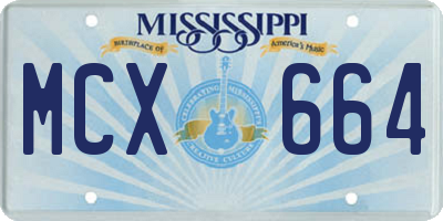MS license plate MCX664