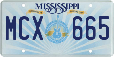 MS license plate MCX665