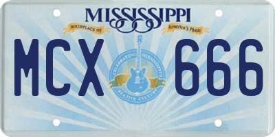 MS license plate MCX666