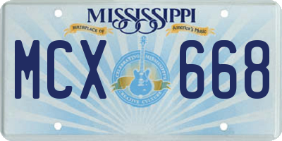MS license plate MCX668