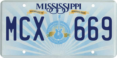 MS license plate MCX669