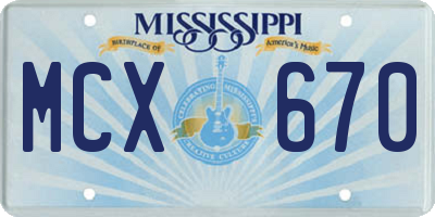 MS license plate MCX670
