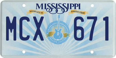 MS license plate MCX671