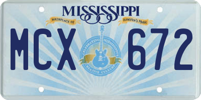 MS license plate MCX672