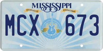 MS license plate MCX673