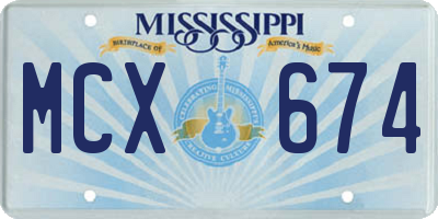 MS license plate MCX674