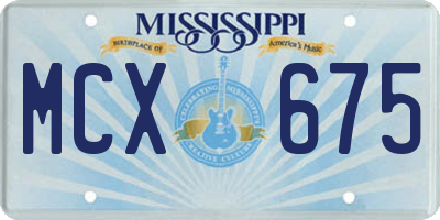 MS license plate MCX675