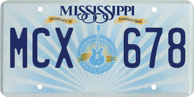 MS license plate MCX678