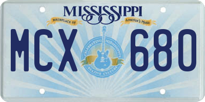MS license plate MCX680