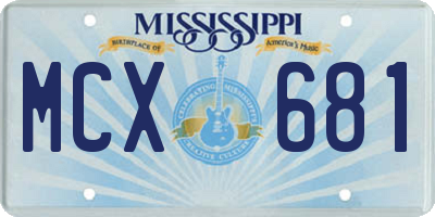 MS license plate MCX681
