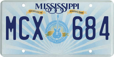 MS license plate MCX684