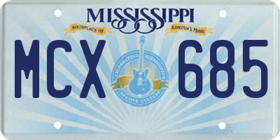 MS license plate MCX685