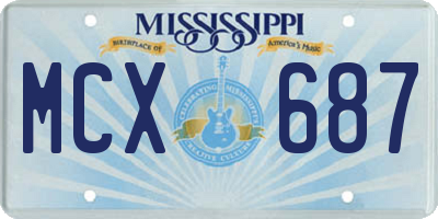MS license plate MCX687