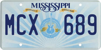 MS license plate MCX689