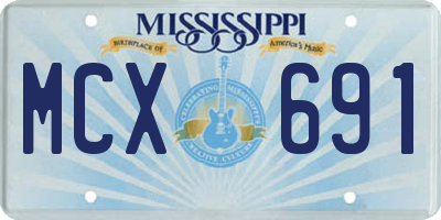 MS license plate MCX691