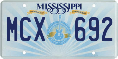 MS license plate MCX692