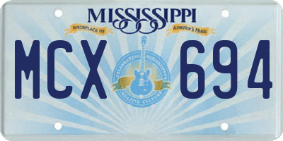 MS license plate MCX694