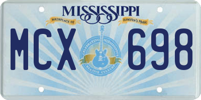 MS license plate MCX698