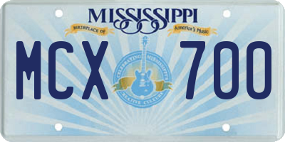 MS license plate MCX700