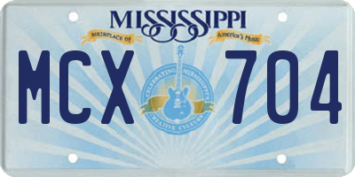 MS license plate MCX704