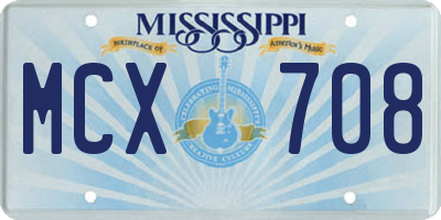 MS license plate MCX708