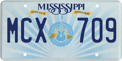 MS license plate MCX709