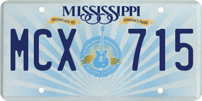 MS license plate MCX715