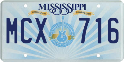MS license plate MCX716