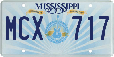 MS license plate MCX717