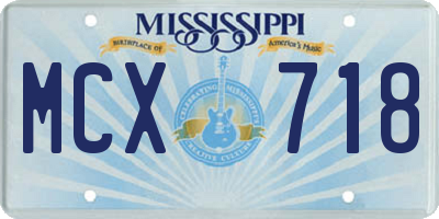 MS license plate MCX718