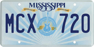 MS license plate MCX720