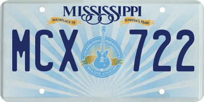 MS license plate MCX722