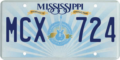 MS license plate MCX724