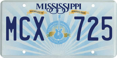 MS license plate MCX725