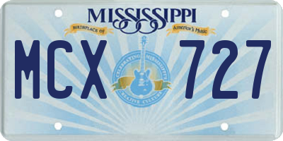 MS license plate MCX727
