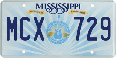 MS license plate MCX729