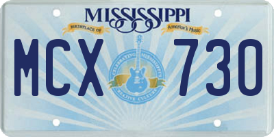 MS license plate MCX730