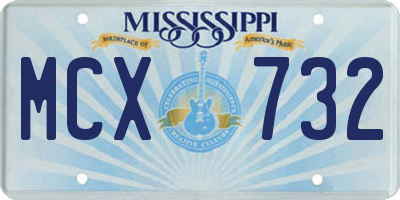 MS license plate MCX732