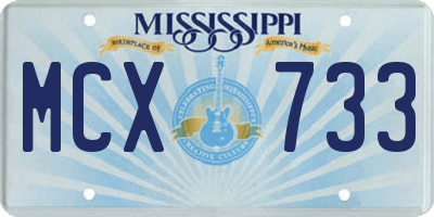 MS license plate MCX733