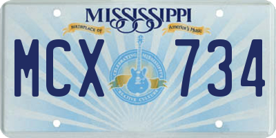 MS license plate MCX734