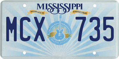 MS license plate MCX735
