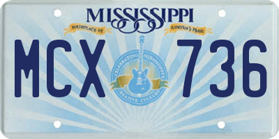 MS license plate MCX736