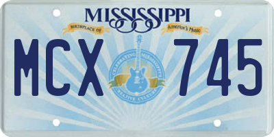 MS license plate MCX745