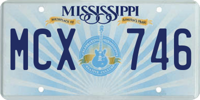 MS license plate MCX746