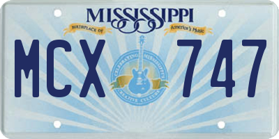 MS license plate MCX747