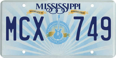MS license plate MCX749