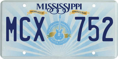 MS license plate MCX752