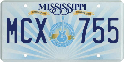 MS license plate MCX755