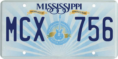 MS license plate MCX756